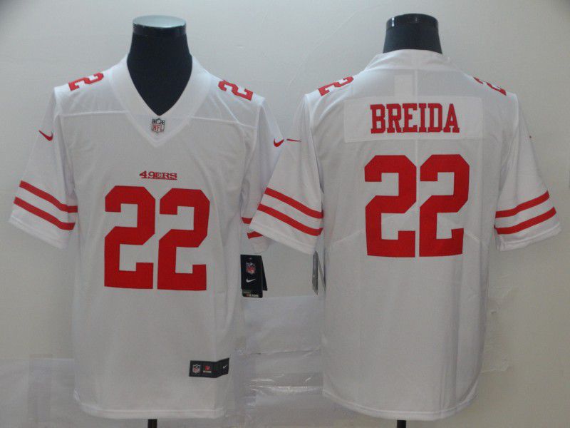 Men San Francisco 49ers 22 Breida White Nike Vapor Untouchable Limited Player NFL Jerseys